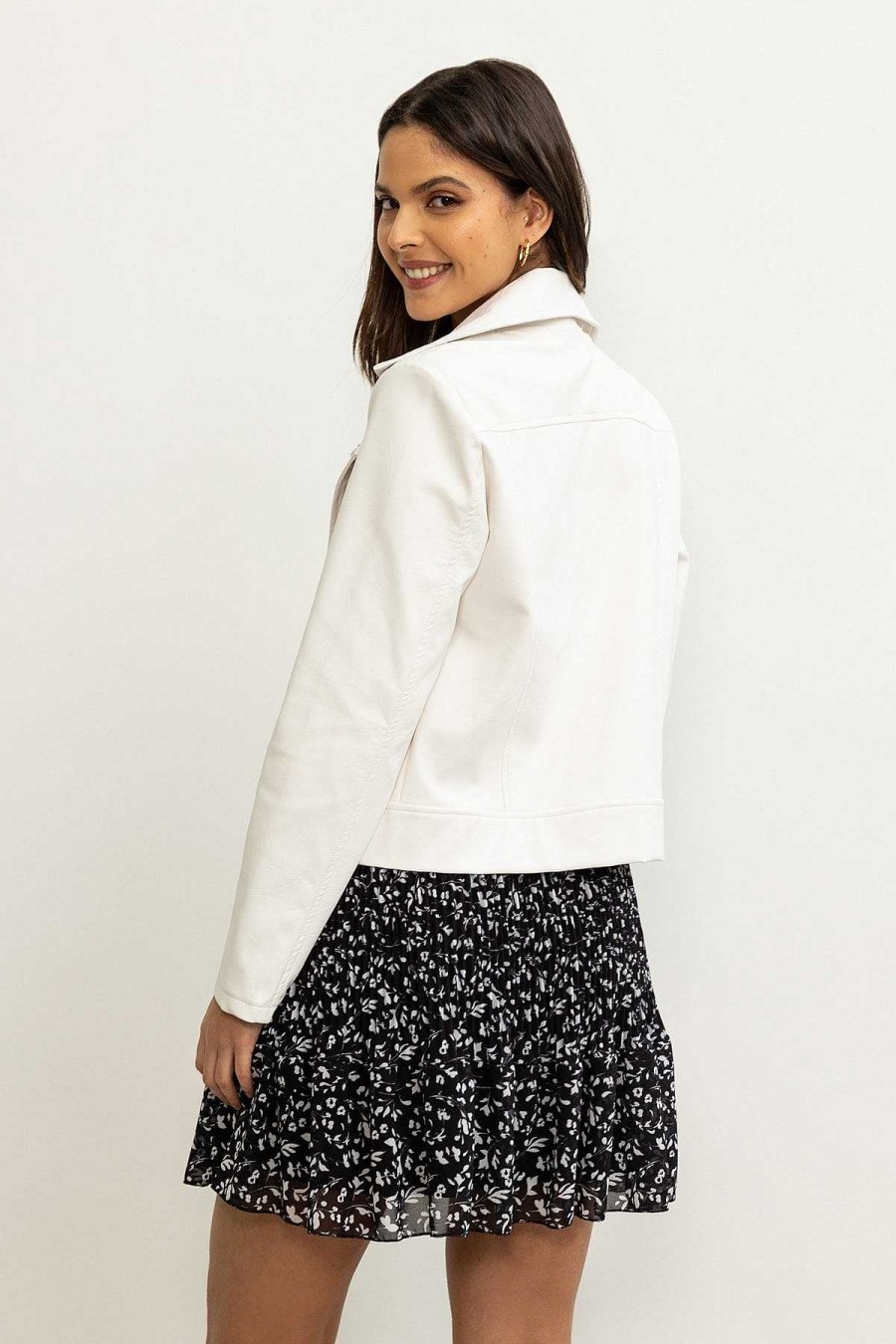 Coats & Jackets | Pala D'oro Sport White Biker Jacket