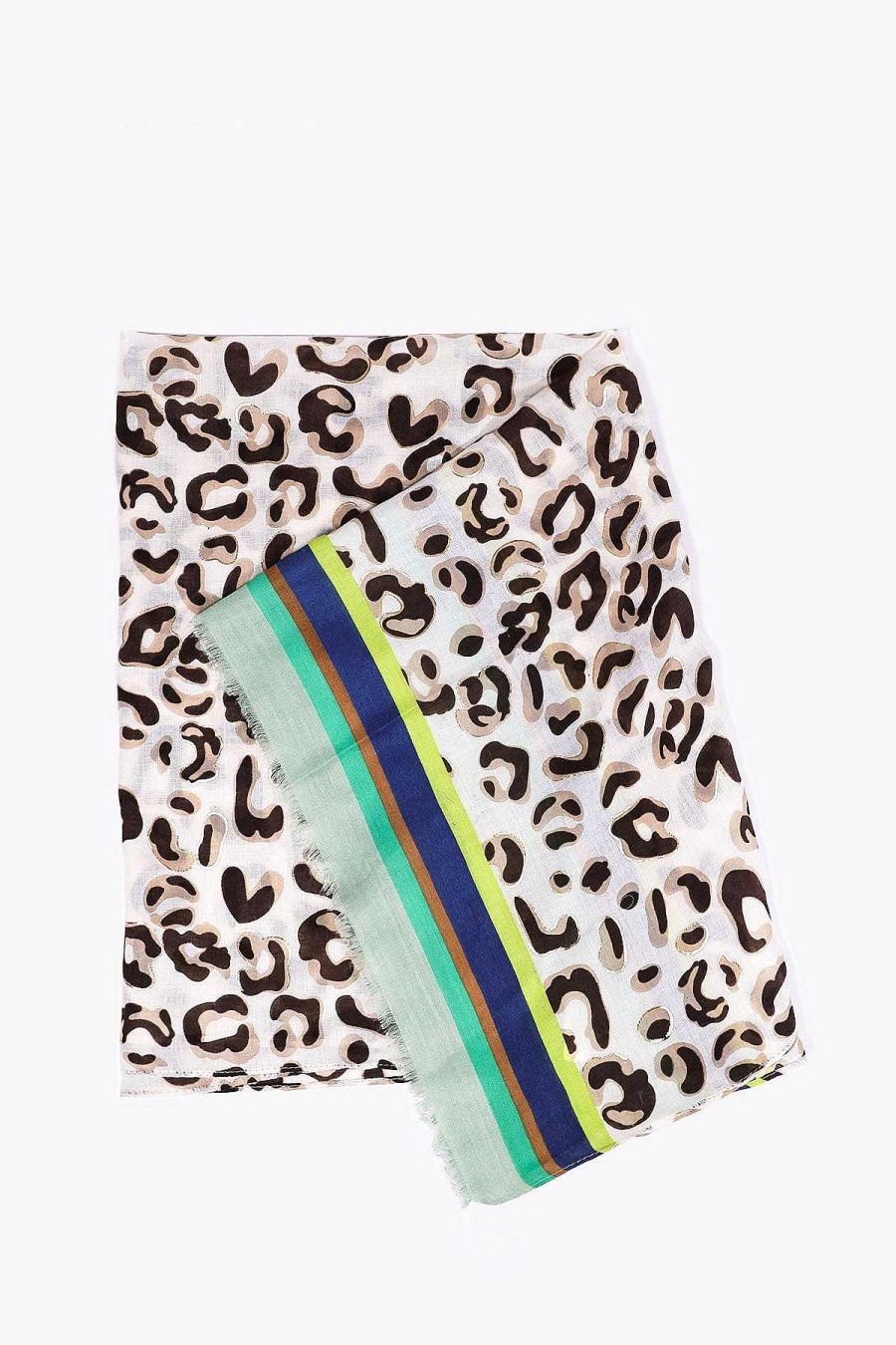 Accessories | SOUL Accessories Animal Print Scarf With Green Border