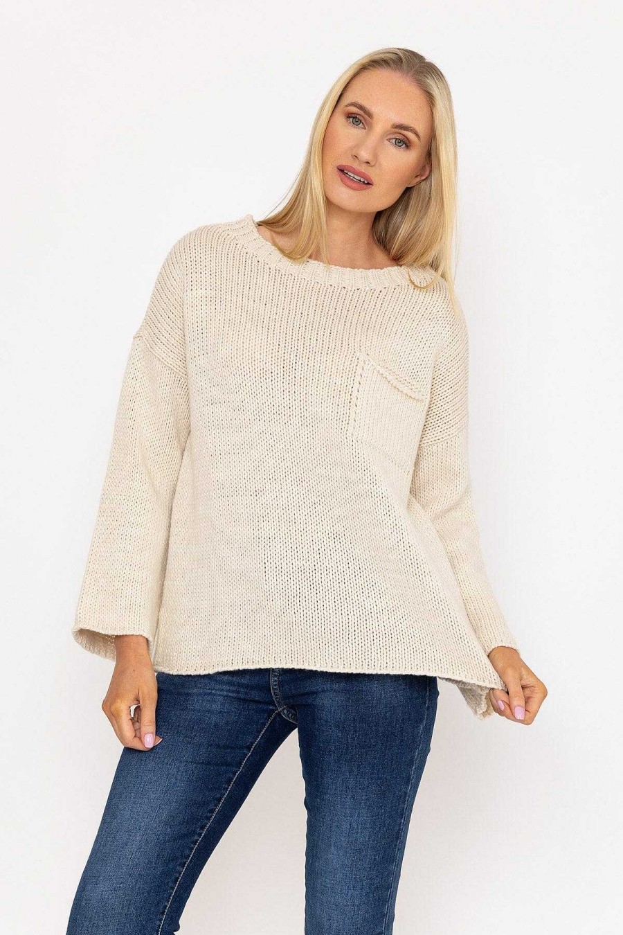 Jumpers & Cardigans | Pala D'oro Pocket Knit In Ecru