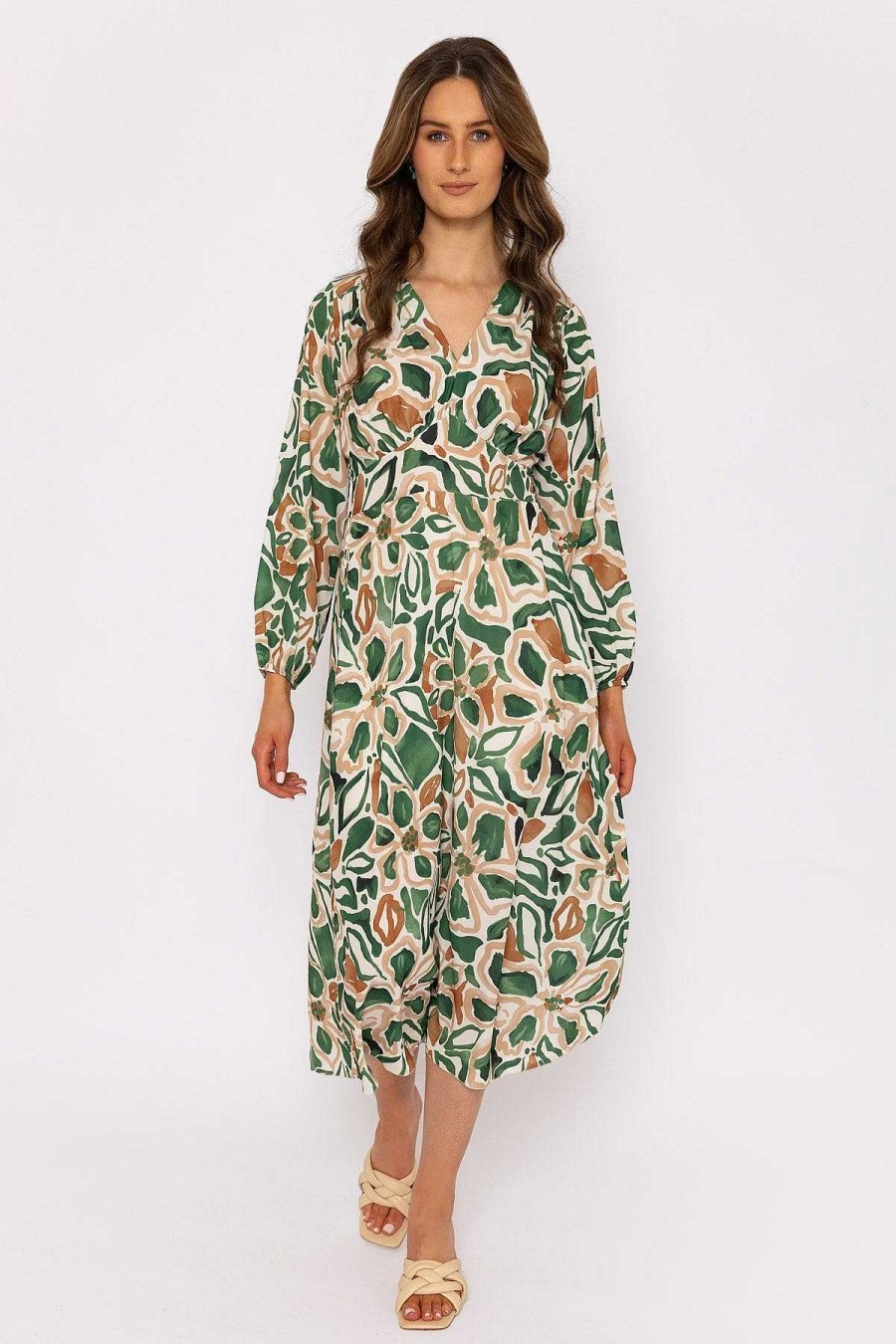 Sale Dresses | Pala D'oro Cliodhna Green Printed Midi Dress