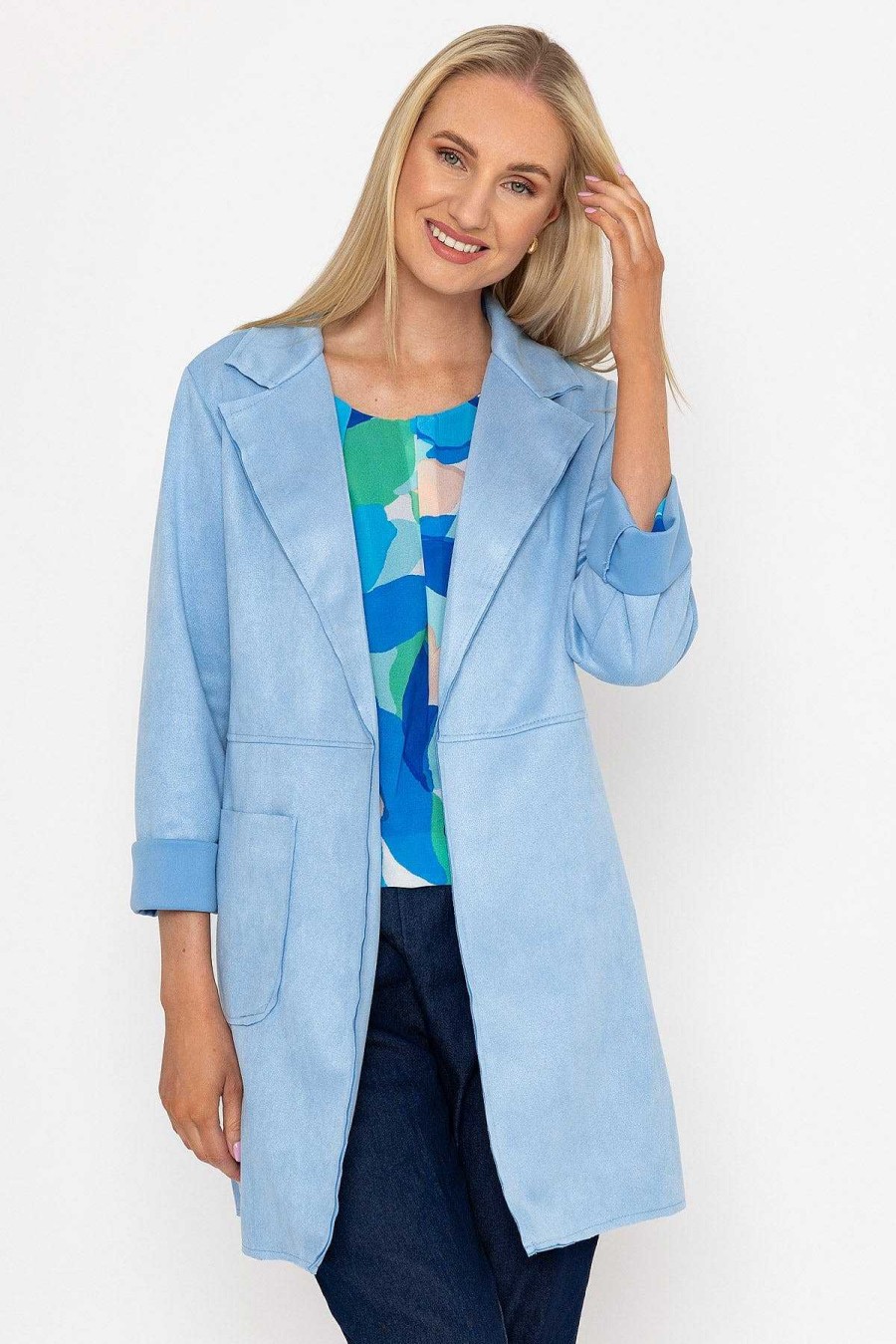 Coats & Jackets | Pala D'oro 3/4 Suede Jacket In Blue