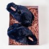 Nightwear | Cherish Accessories Boxed Navy Faux Fur Quilted Slippers