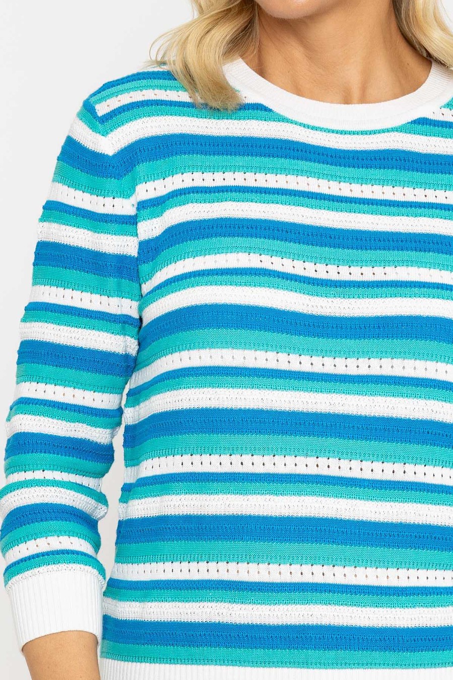 Jumpers & Cardigans | Voulez Vous Green Textured Stripe Sweater