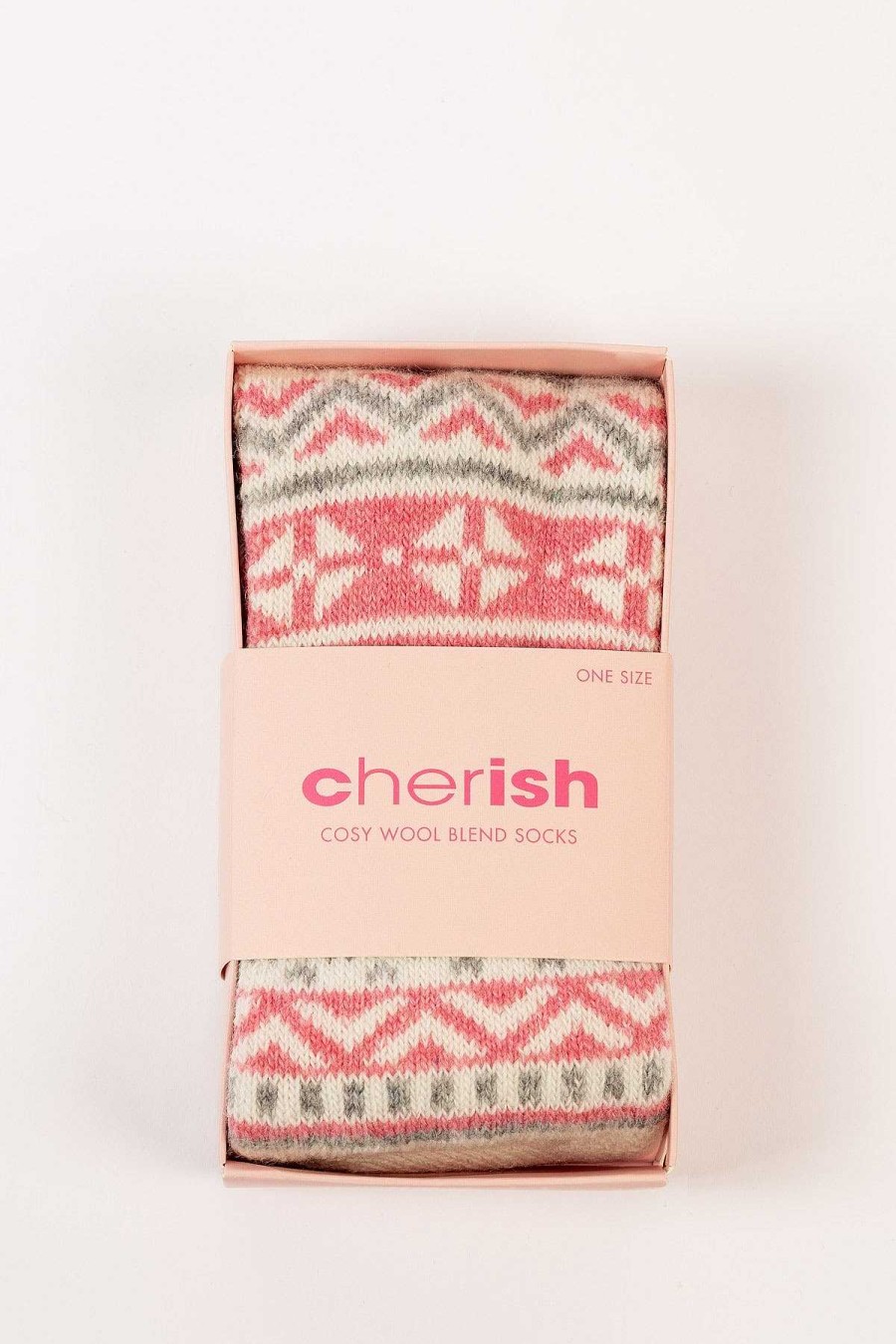 Nightwear | Cherish Accessories Cream Fairisle Cosy Socks In Box