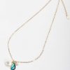 Boxed Gifts | Soul Jewellery Blue Stone And Pearl Gold Charm Necklace