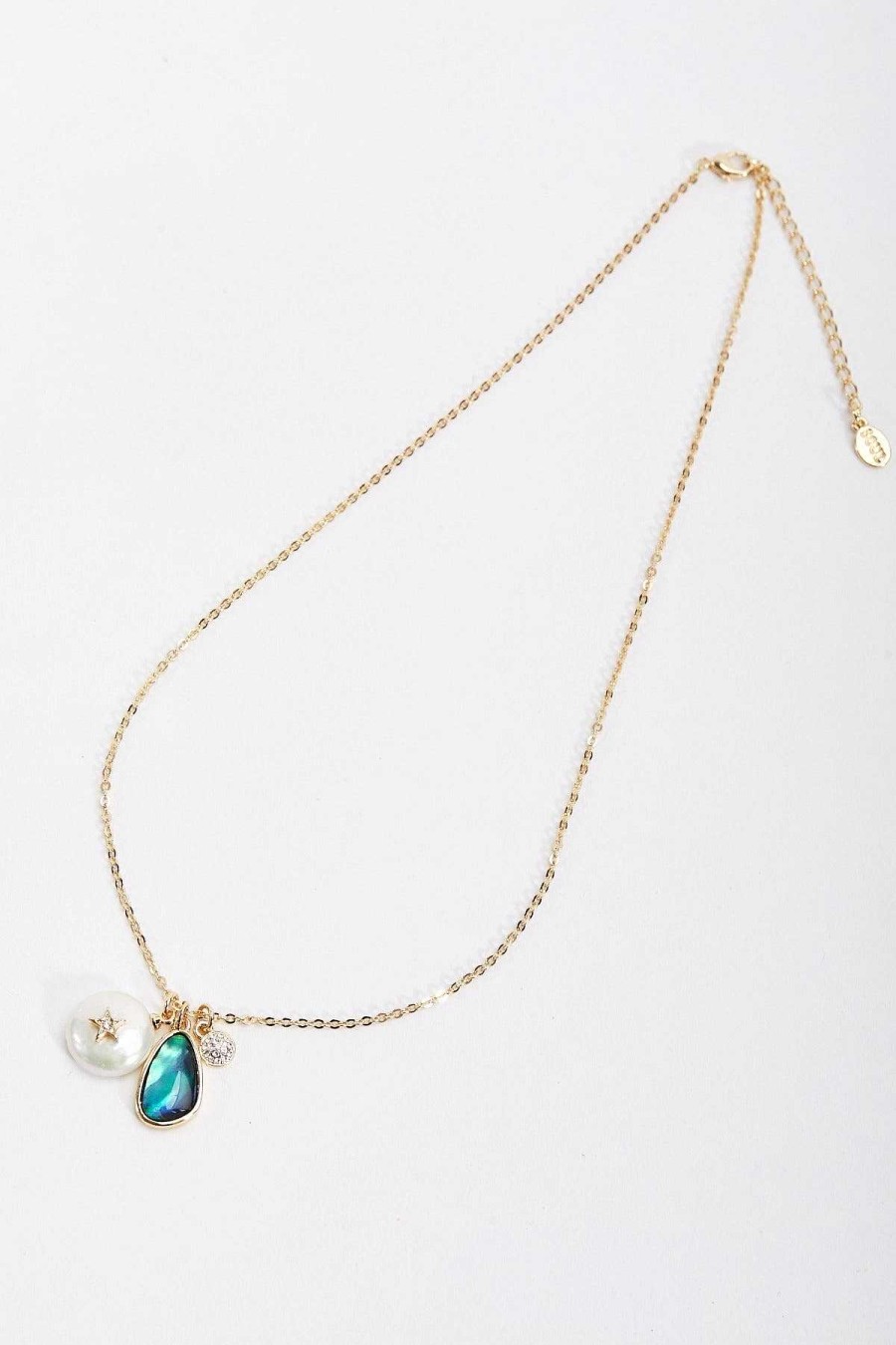 Boxed Gifts | Soul Jewellery Blue Stone And Pearl Gold Charm Necklace