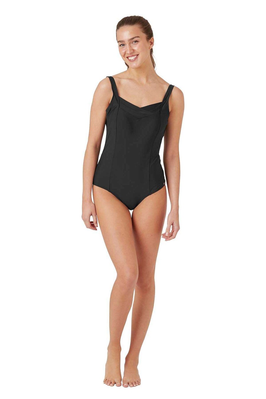 Swimwear | Oyster Bay Black Pleated Swimsuit