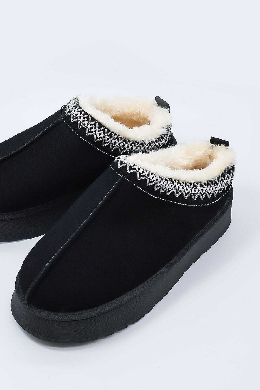 Nightwear | Cherish Accessories Faux Fur Cosy Slippers In Black