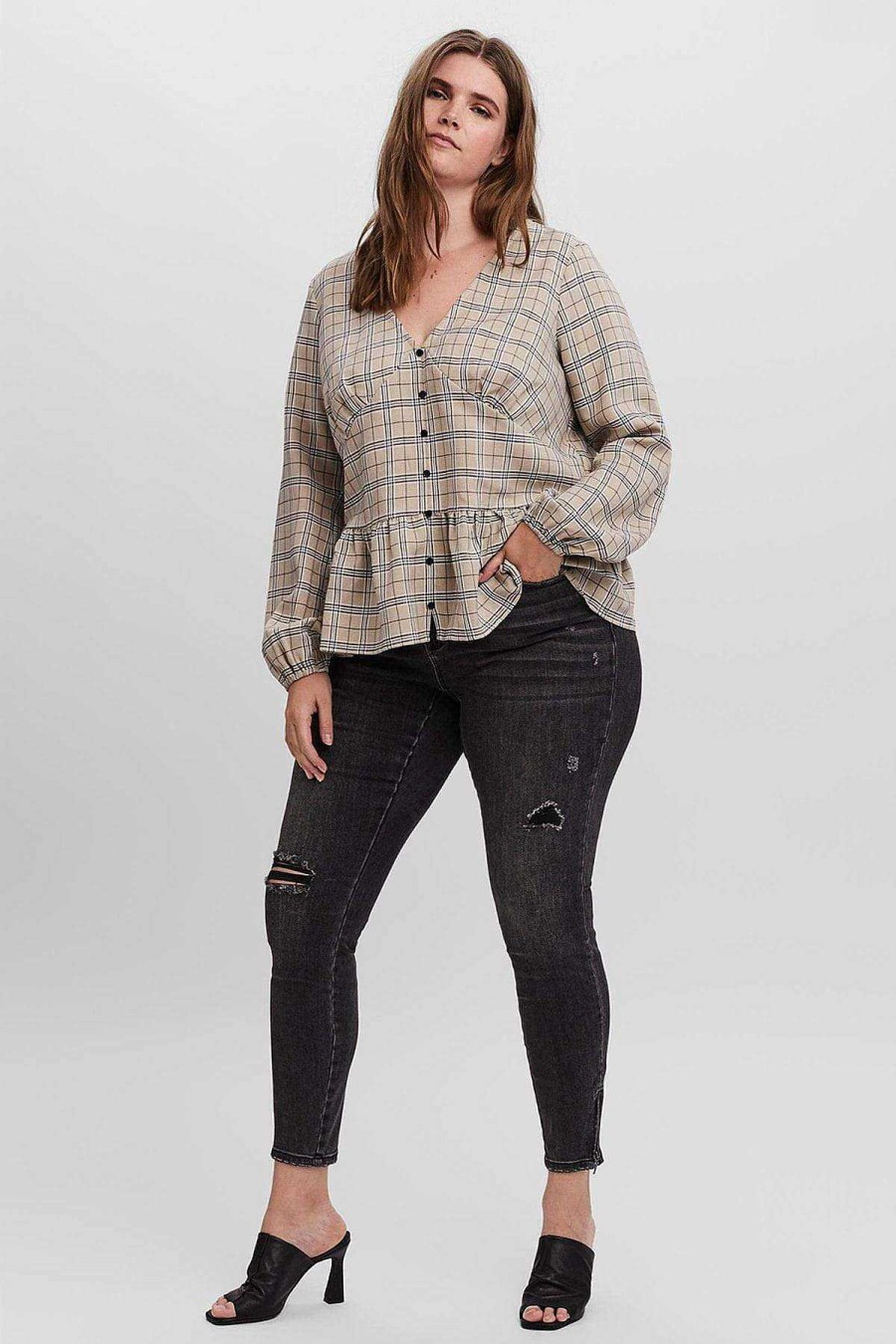 Tops & Blouses | Vero Moda Curve Curve - Long Sleeve Blouse In Check