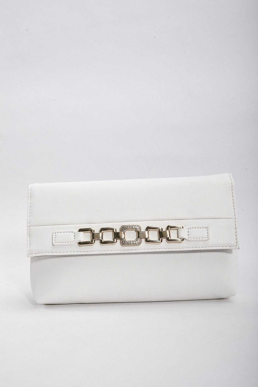 As Seen On Social | SOUL Accessories Chain Detail Clutch In White