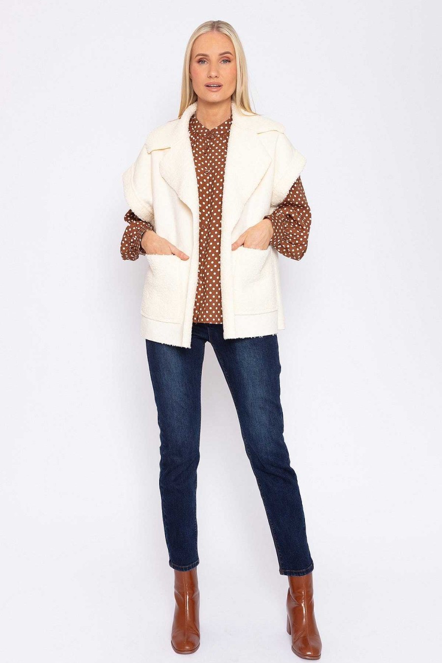 Coats & Jackets | Rowen Avenue Teddy Gilet In Ecru