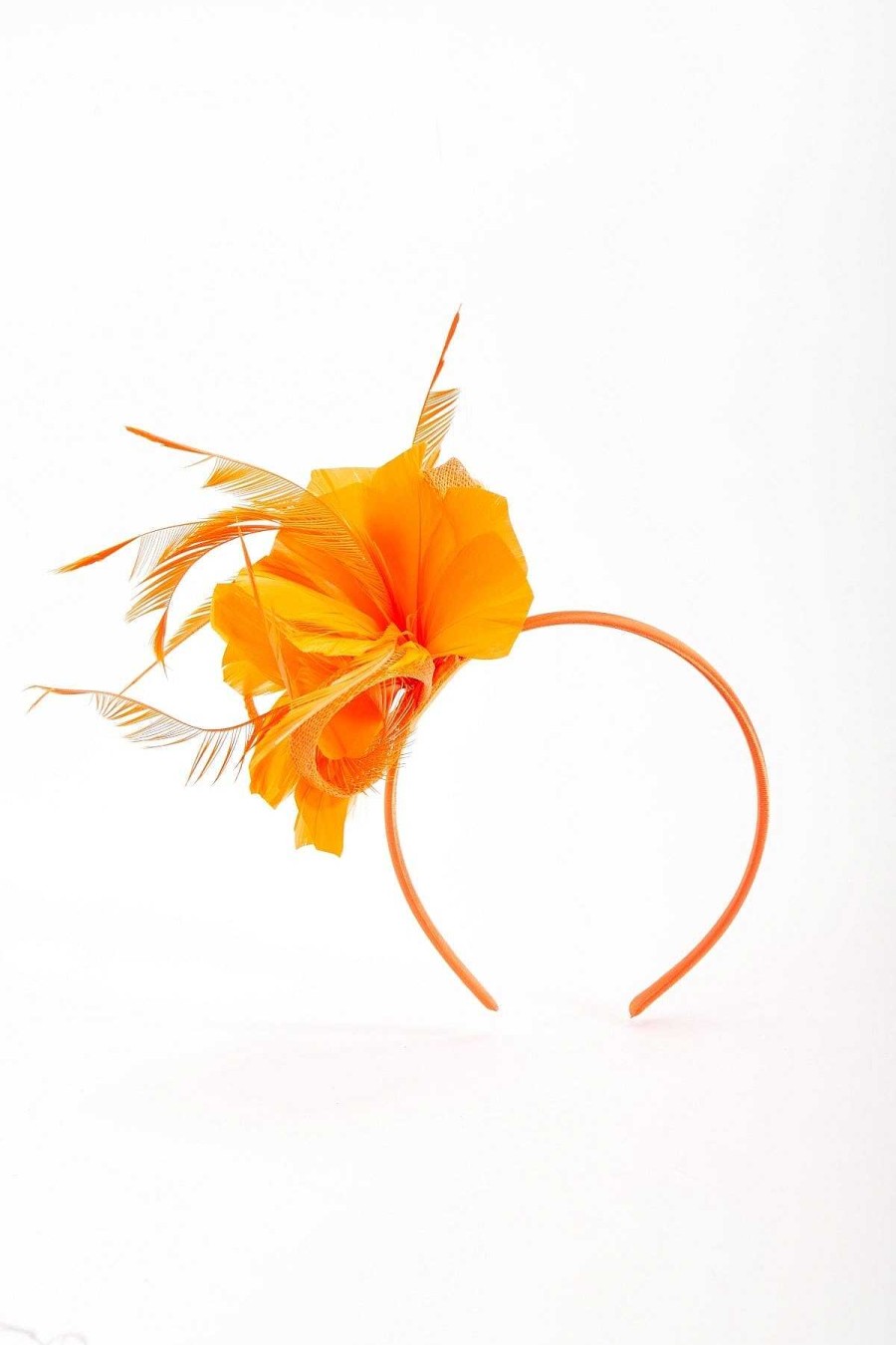 Fascinators | SOUL Accessories Orange Feather Flower Fascinator