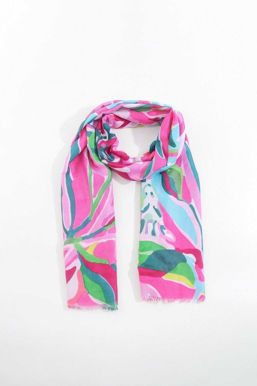 Accessories | SOUL Accessories Jungle Leave Scarf In Pink