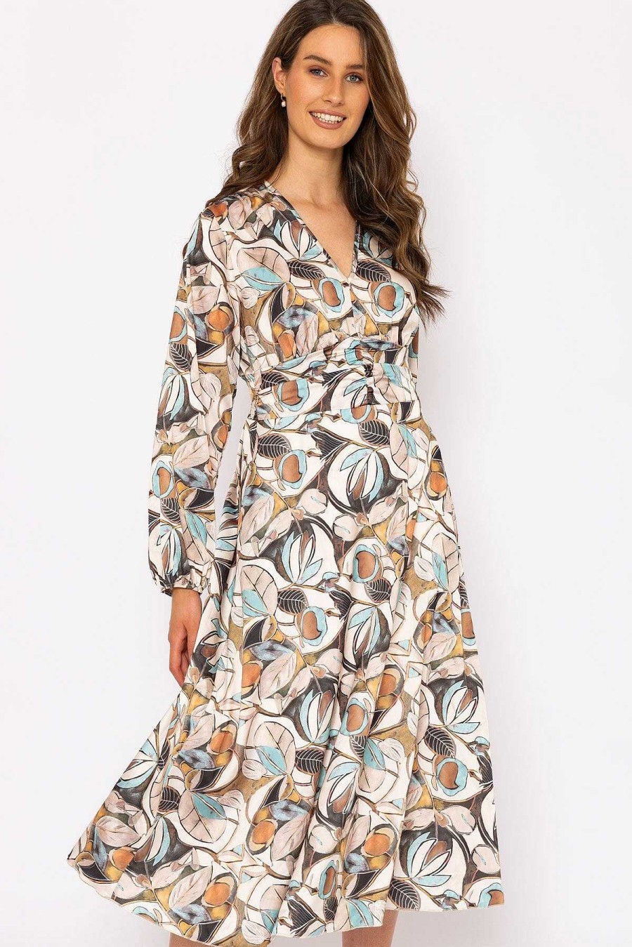 Sale Dresses | Pala D'oro Alina Cream Print Midi Dress