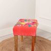 Homeware | Carraig Donn HOME Coral Velvet Embroidered Floral Foot Stool