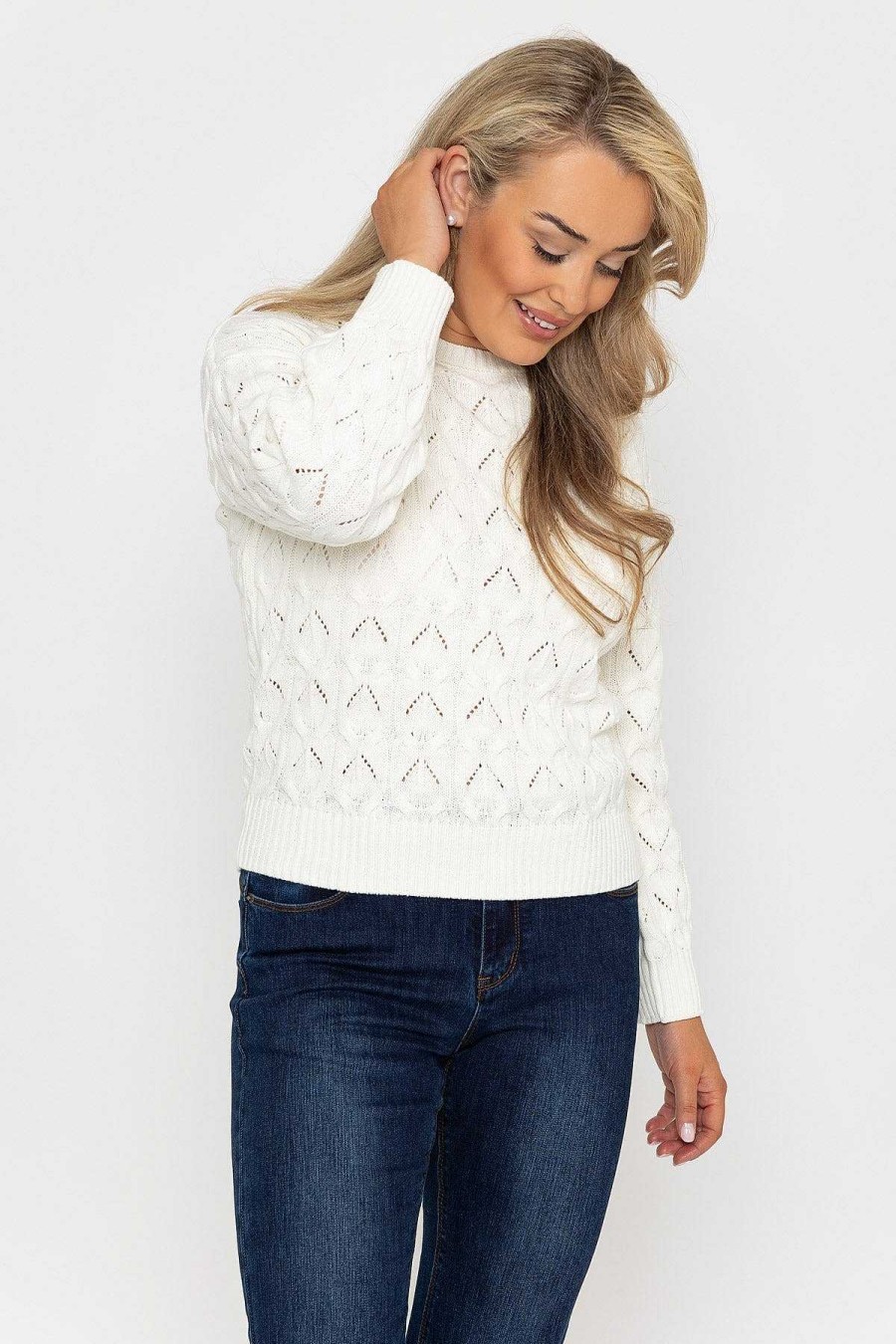 Jumpers & Cardigans | Kelly & Grace Weekend Textured Crew Neck In Ivory