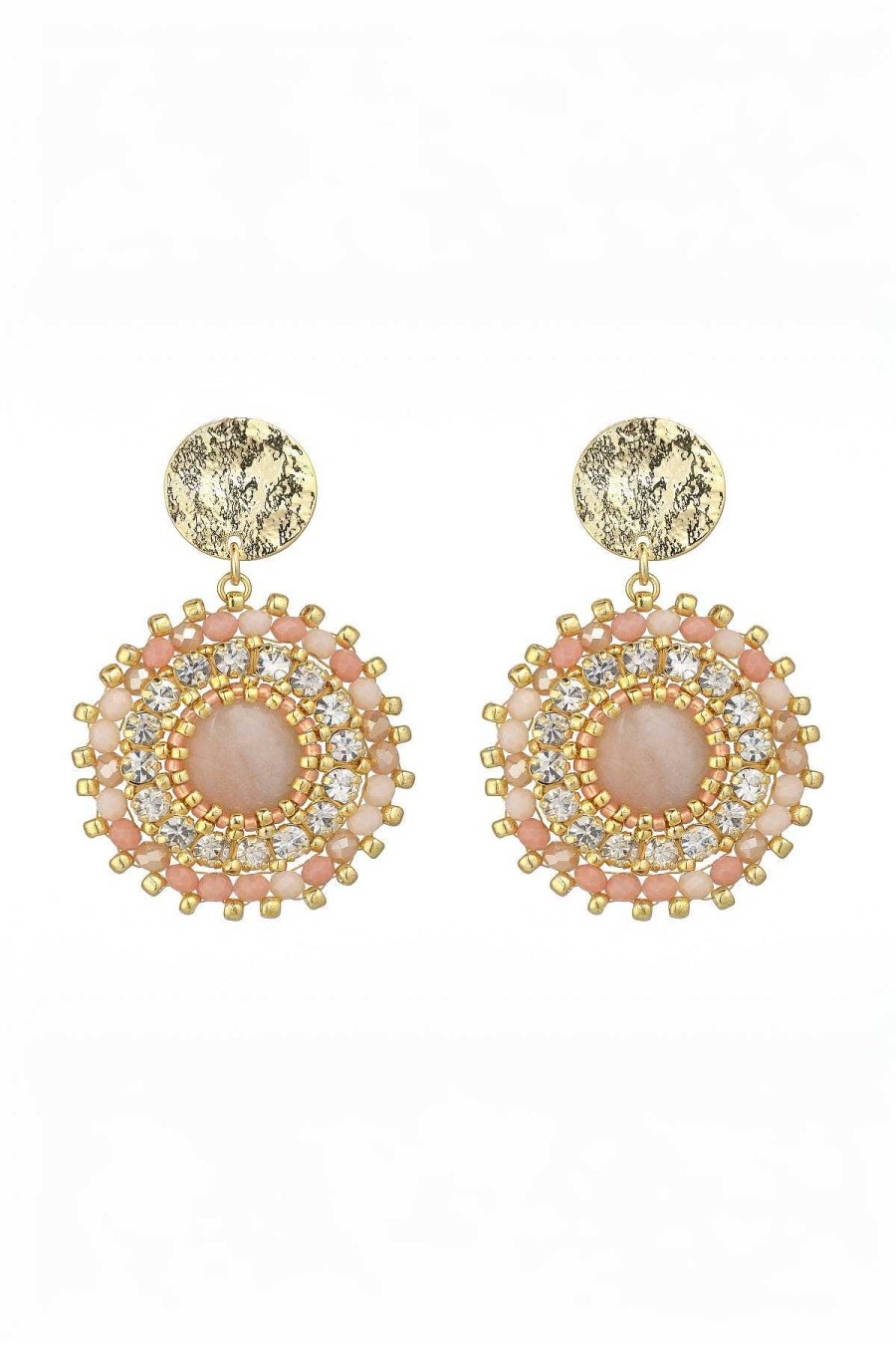 Earrings | Knight & Day Pink Aventurine Gemstone Statement Earrings