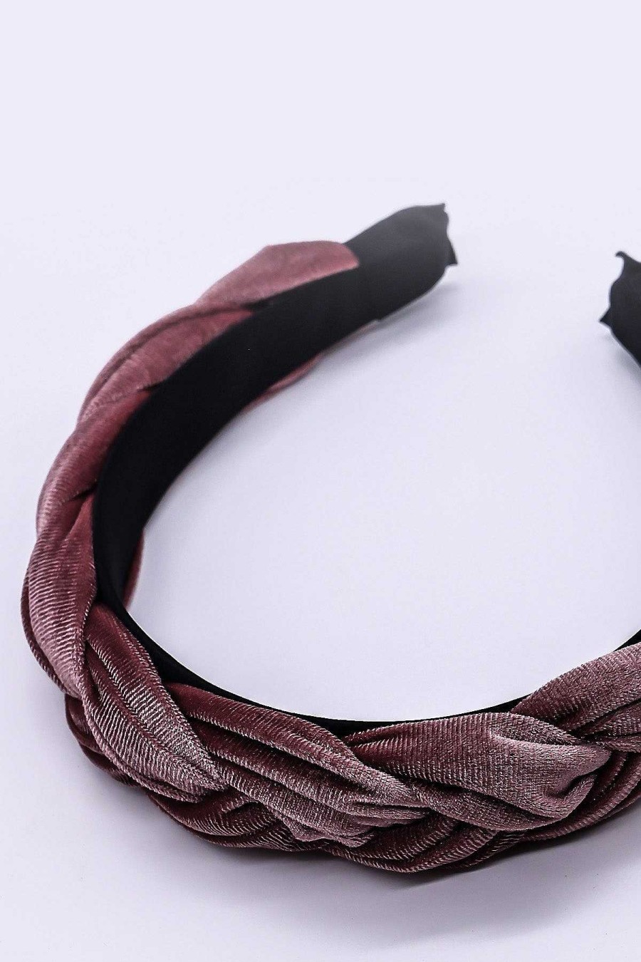 Hair Bands | SOUL Accessories Pink Velvet Plaited Hairband