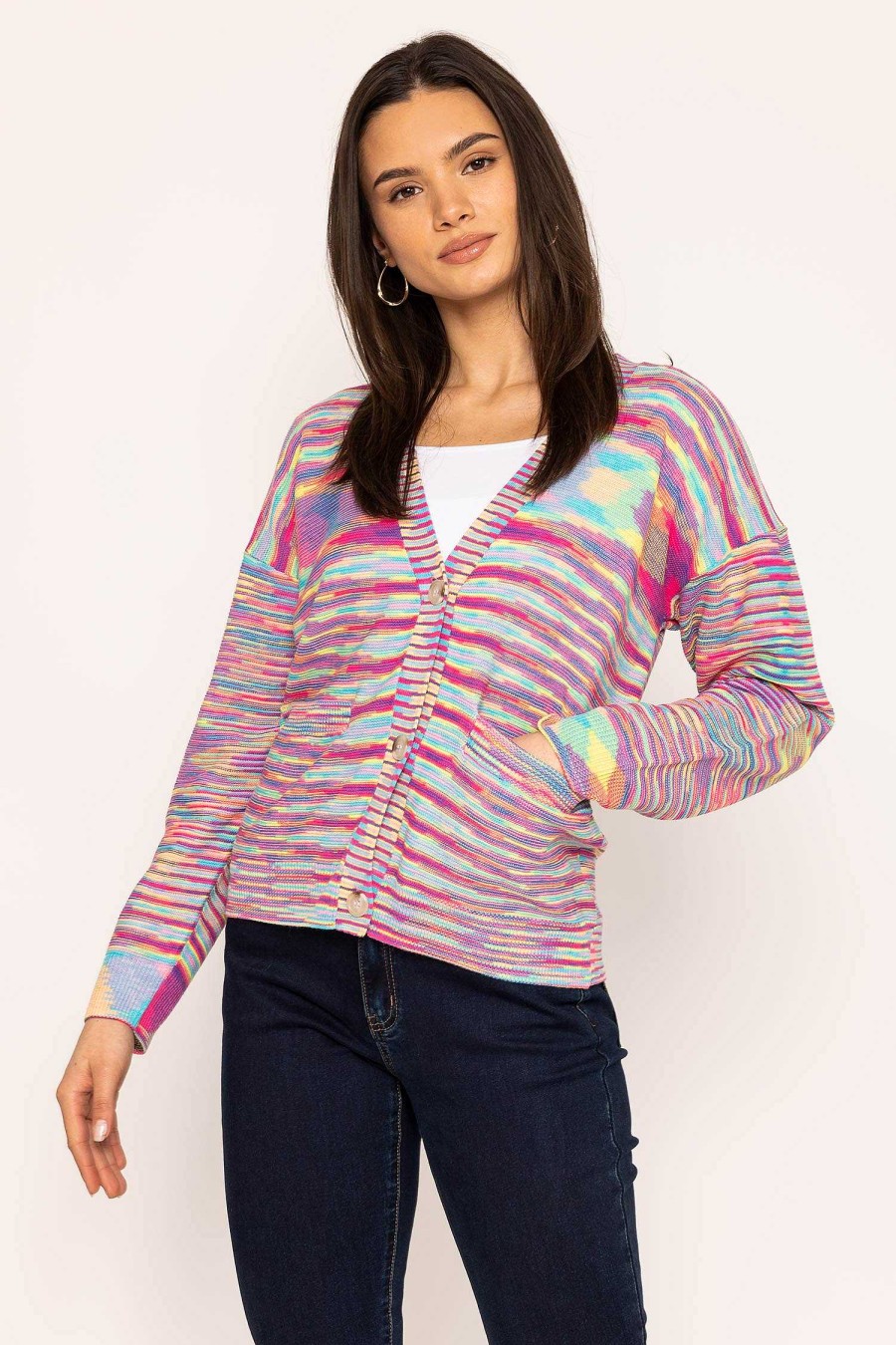 Jumpers & Cardigans | Kelly & Grace Weekend Space Dye Cardigan In Multi