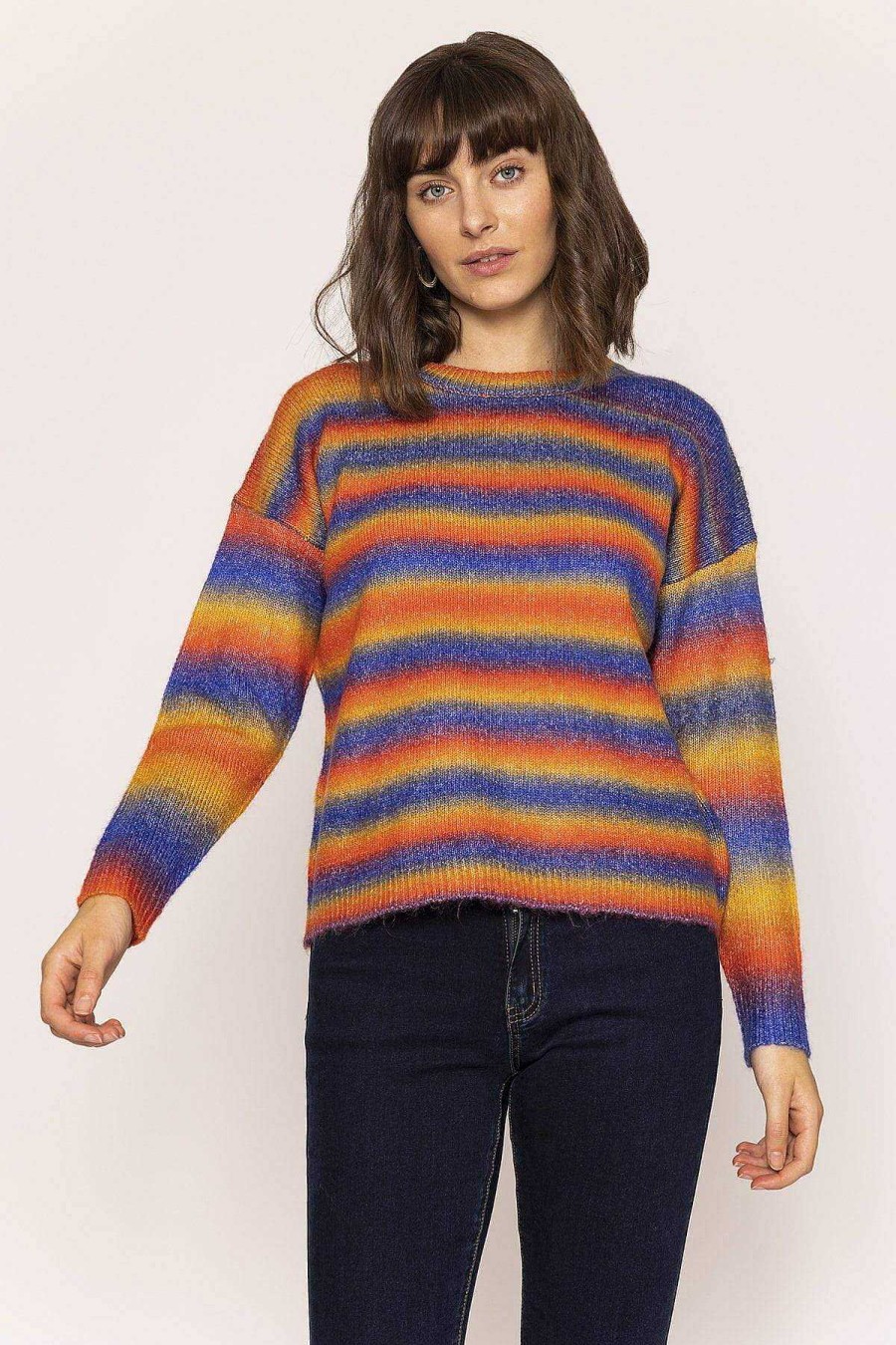 Jumpers & Cardigans | Rowen Avenue Ombre Crew Neck Knit In Blue And Orange