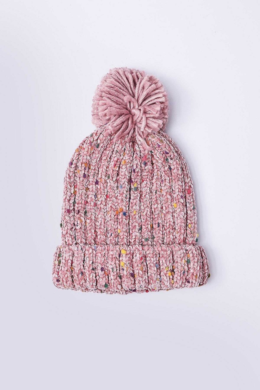 Hats | SOUL Accessories Chenille Contrast Beanie In Pink