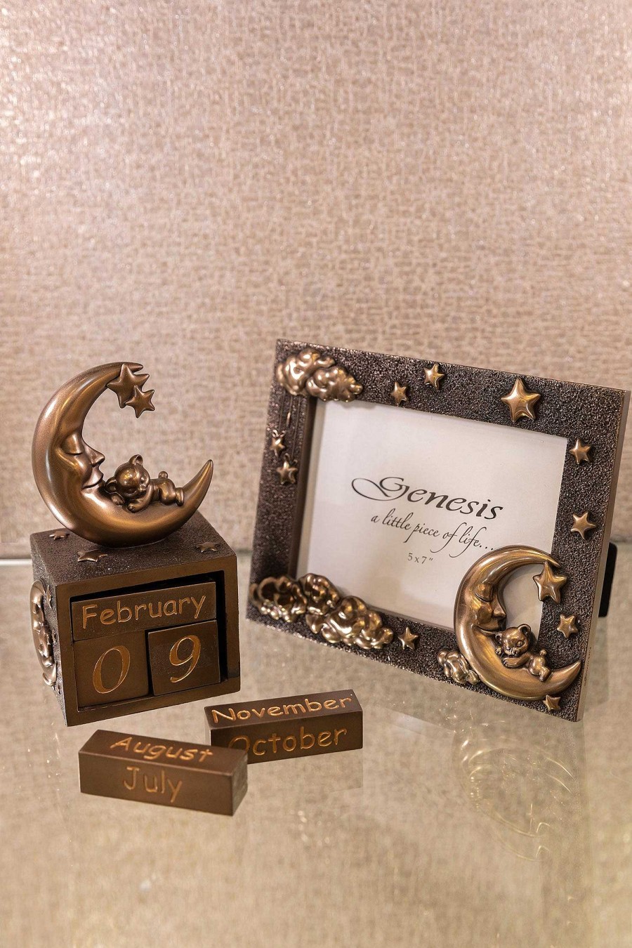 Homeware | Genesis Bronze Moon And Teddy Photo Frame