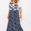 Skirts & Shorts | Ulla Popken Wave Print Long Skirt In Navy