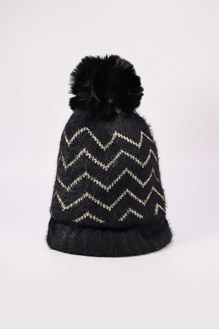 Hats | SOUL Accessories Lurex Stripe Beanie In Black