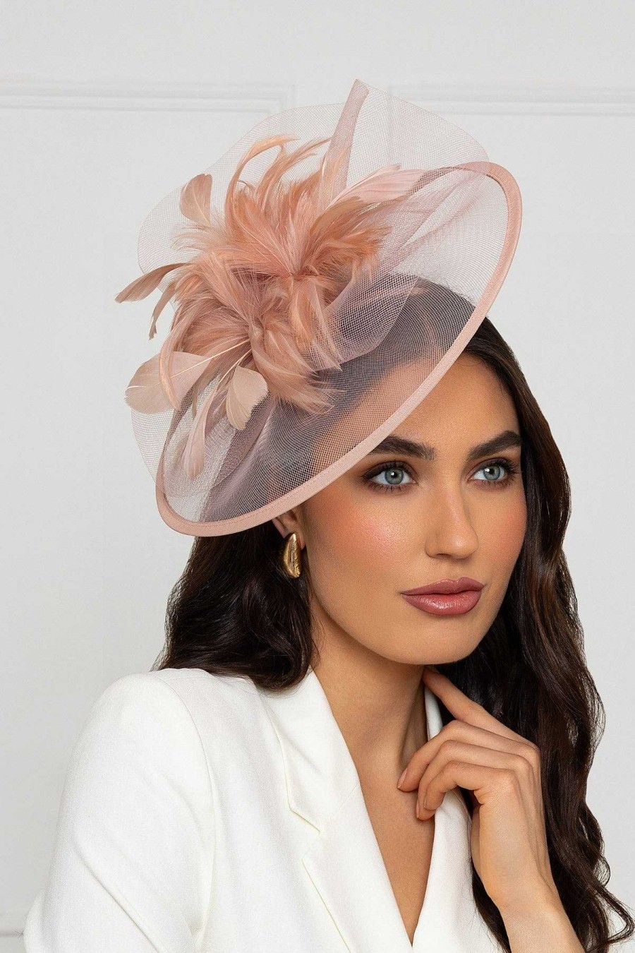 Fascinators | SOUL Accessories Large Blush Fascinator With Feather