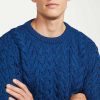 Him | Aran Woollen Mills Men'S Crew Neck Sweater In Blue