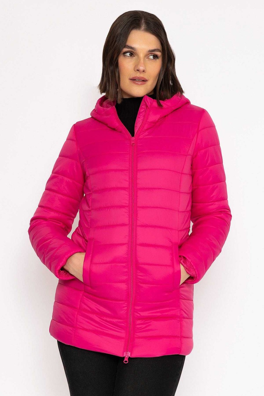 Coats & Jackets | Kelly & Grace Weekend Longline Puffa Coat In Pink