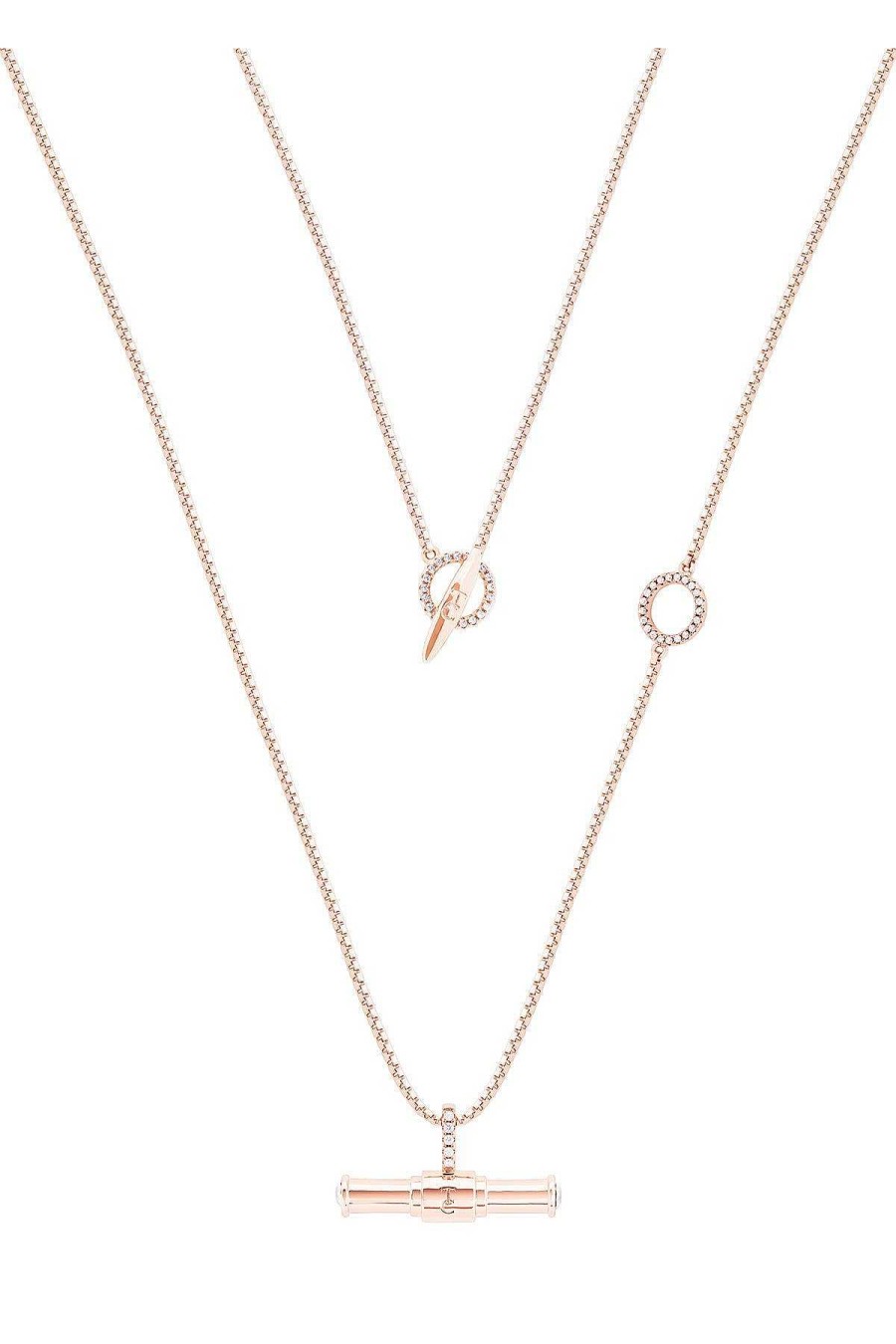 Boxed Gifts | Tipperary Crystal Jewellery T-Bar Toggle Pendant In Rose Gold