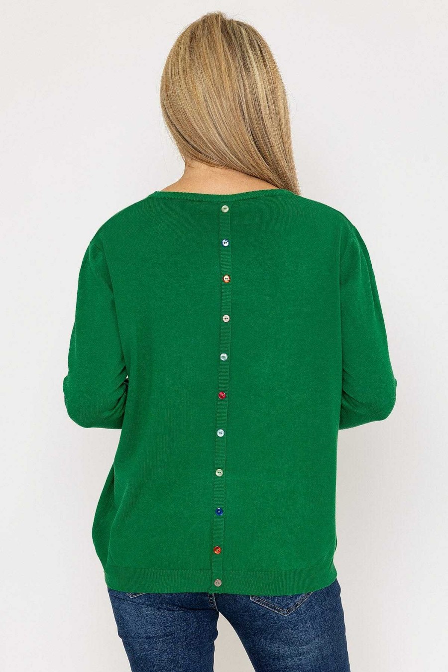 Jumpers & Cardigans | J'aime la Vie Button Detail Knit In Green