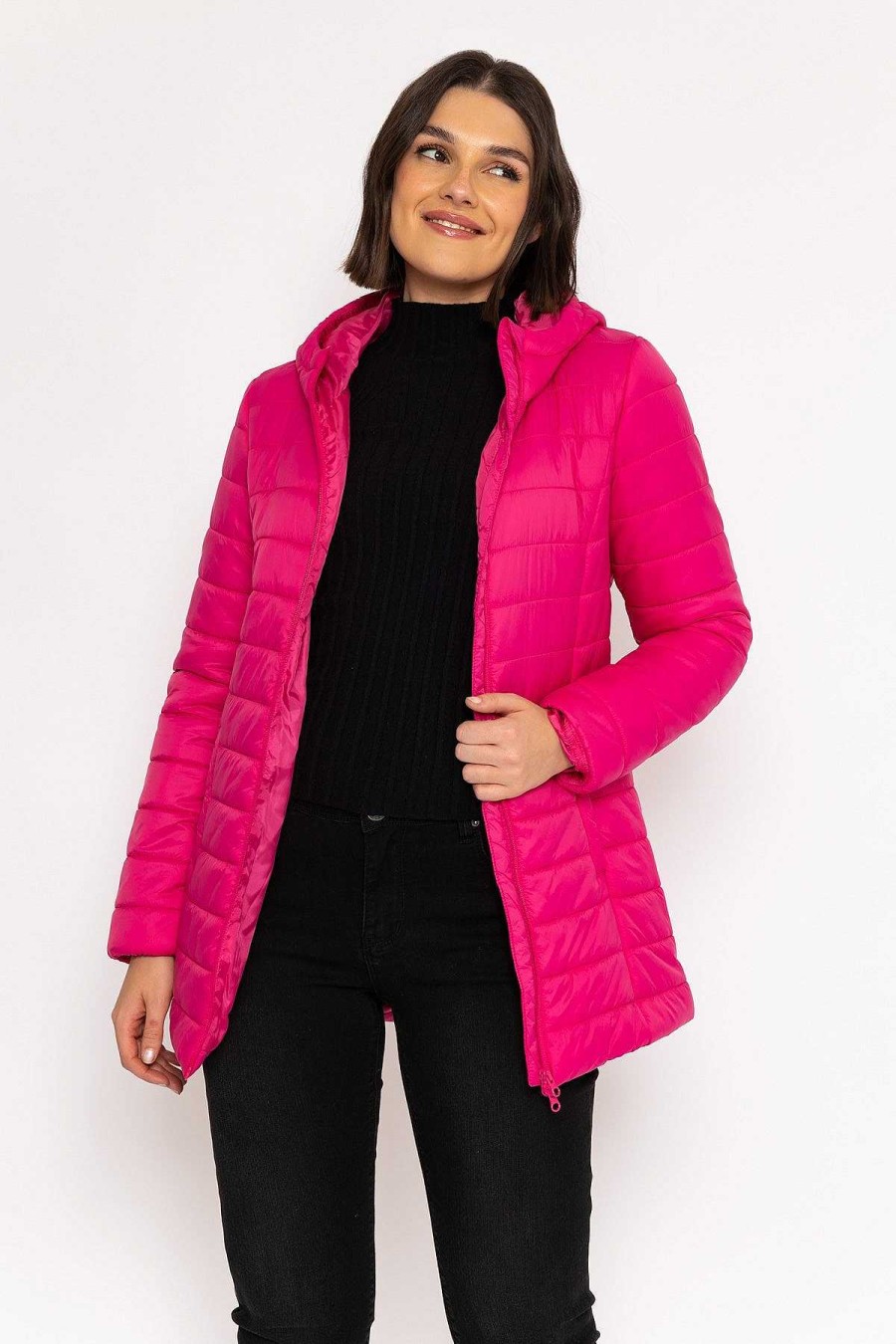 Coats & Jackets | Kelly & Grace Weekend Longline Puffa Coat In Pink