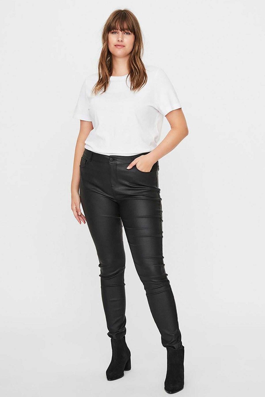 Jeans & Trousers | Vero Moda Curve Curve - Coated Pants In Black