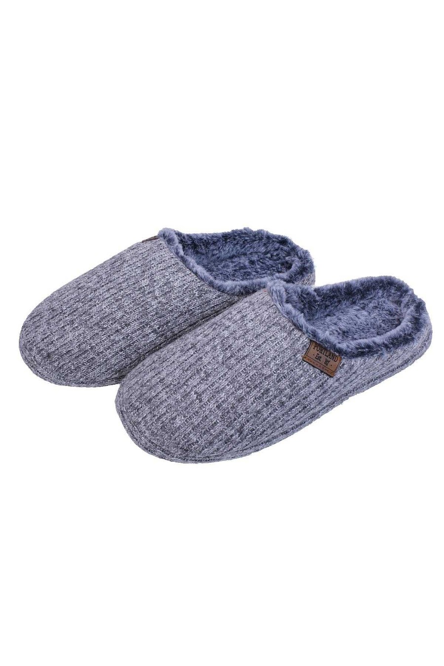 Nightwear | Portland Mens Chunky Knit Mule Slippers In Grey