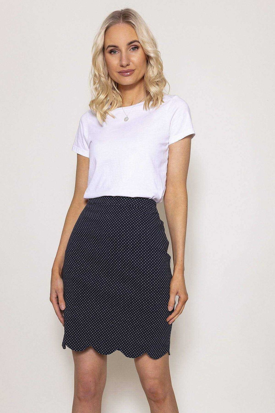 Skirts & Shorts | Kelly & Grace Weekend Scallop Hem Skirt In Navy