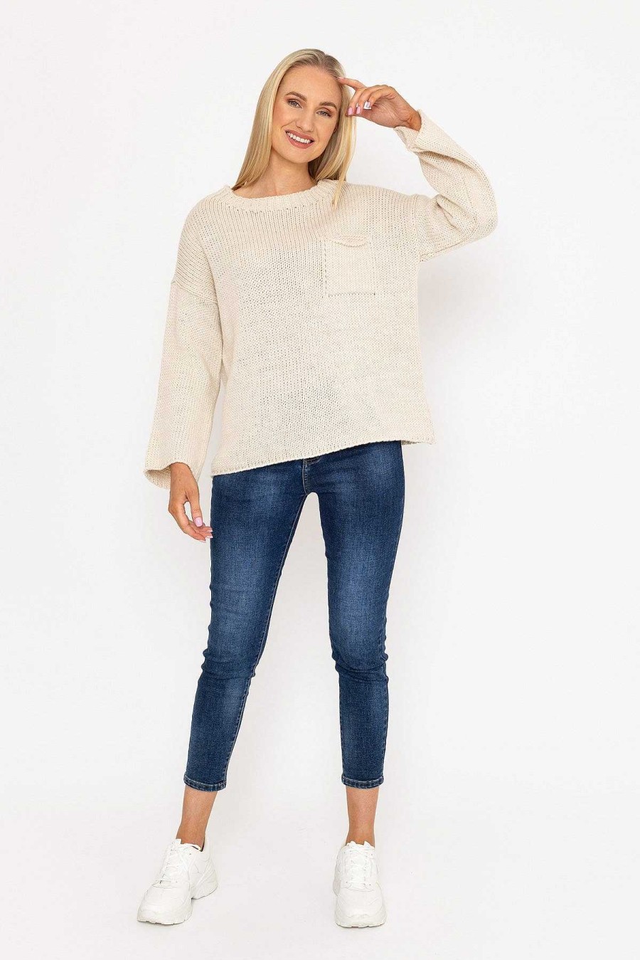 Jumpers & Cardigans | Pala D'oro Pocket Knit In Ecru