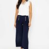 Jeans & Trousers | Pala D'oro Navy Wide Leg Scuba Trousers