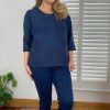 Jumpers & Cardigans | Ulla Popken 3/4 Sleeve Star Knit Sweater In Dark Blue