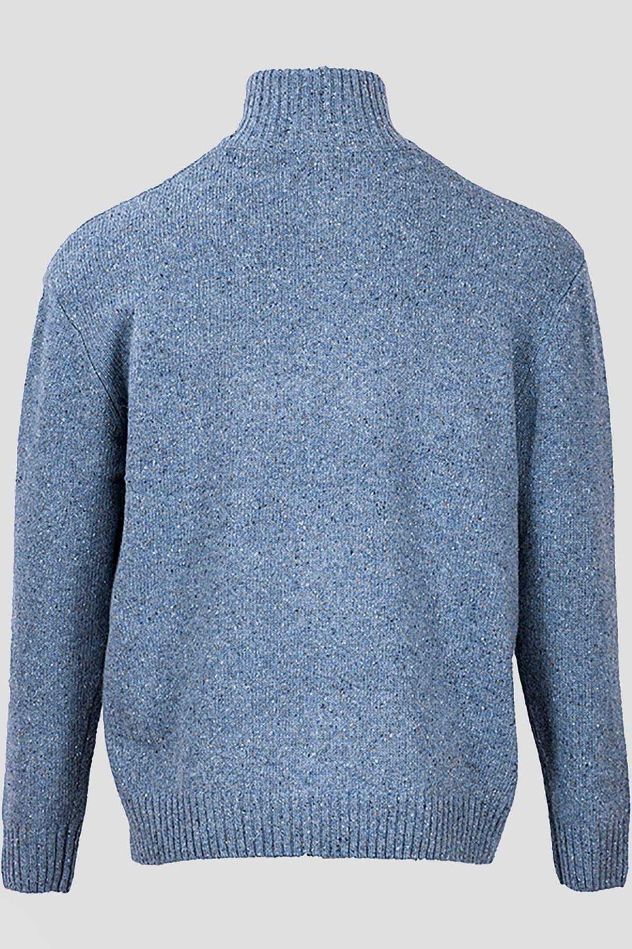 Jumpers & Cardigans | Aran Woollen Mills Men'S Donegal Blend V-Neck Zip Sweater In Blue