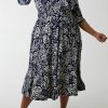 Dresses | Nova of London Navy Printed Midi Dress