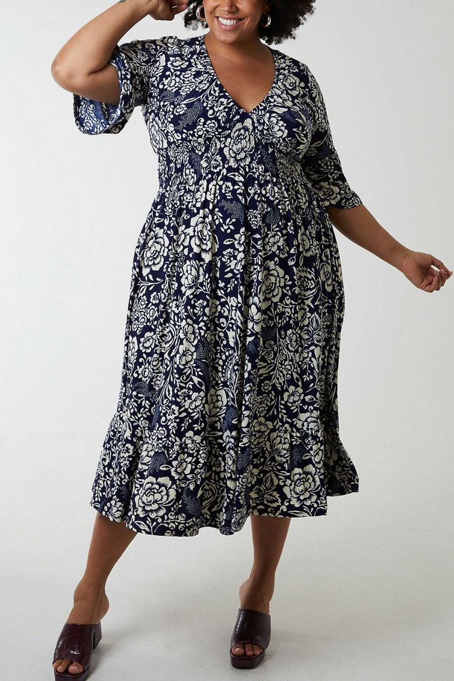 Dresses | Nova of London Navy Printed Midi Dress