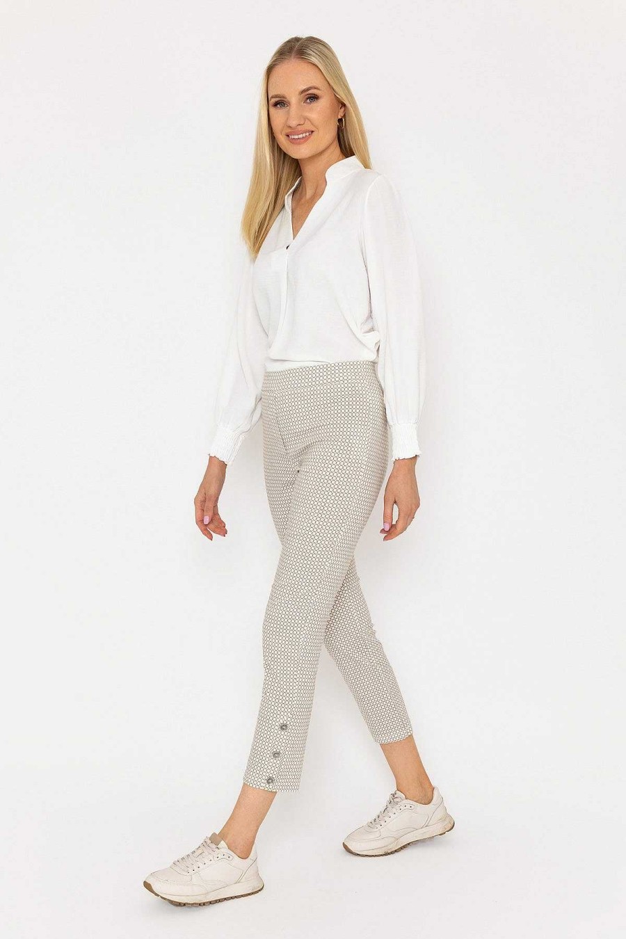 Jeans & Trousers | Peruzzi Print Button Trousers In Sand