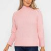 Jumpers & Cardigans | Kelly & Grace Weekend High Neck Split Hem Knit In Pink