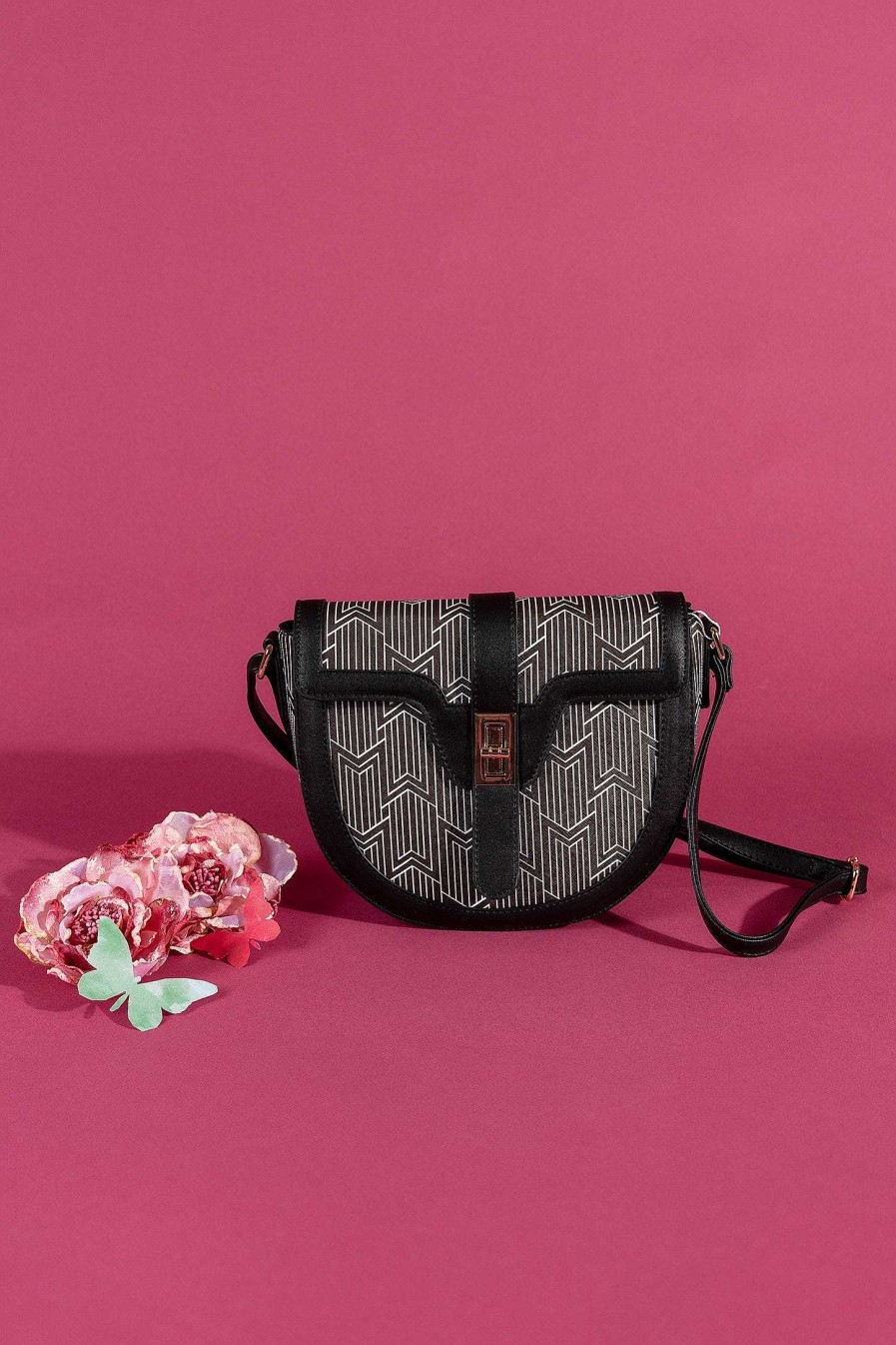 As Seen On Social | SOUL Accessories Printed Saddle Bag In Black