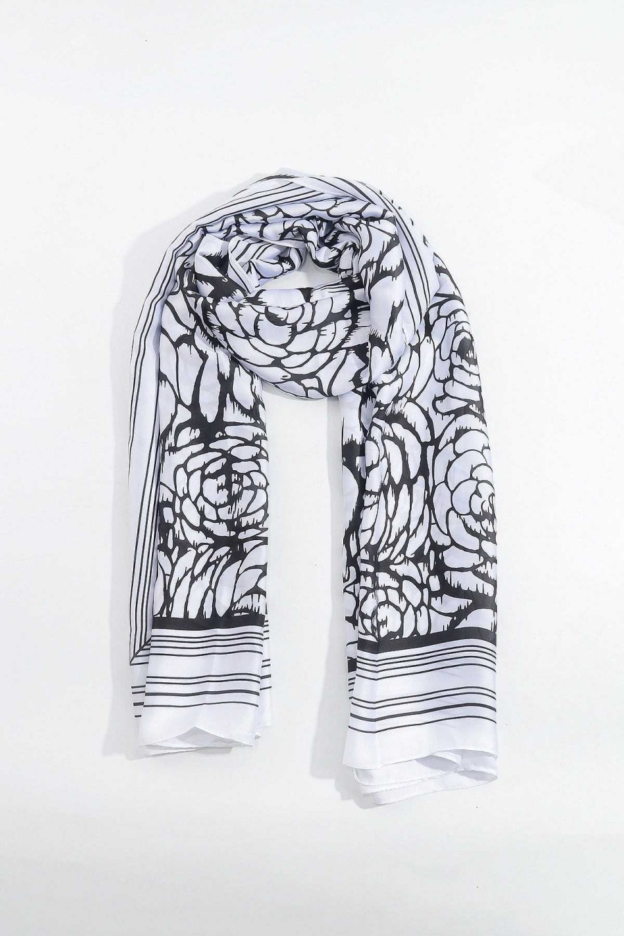 Accessories | SOUL Accessories Two Tone Floral Scarf In Black