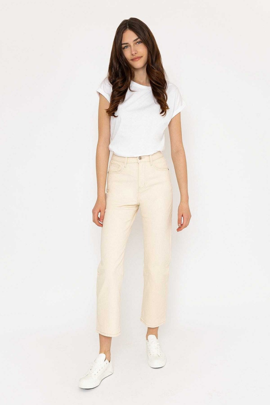 Jeans & Trousers | Oraije Solange Cream Straight Leg Jeans