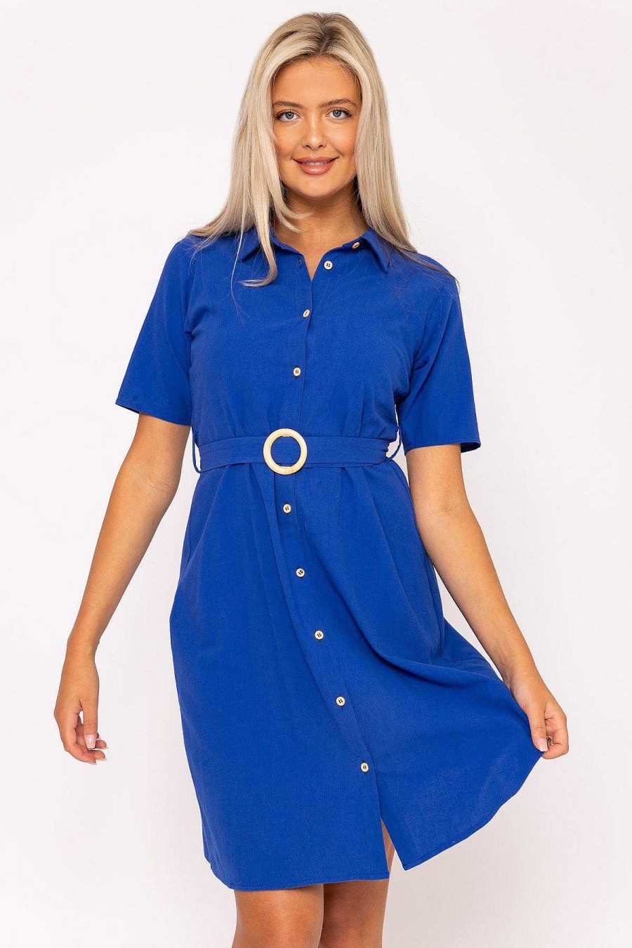 Sale Dresses | Kelly & Grace Weekend Cotton Shirt Dress In Cobalt