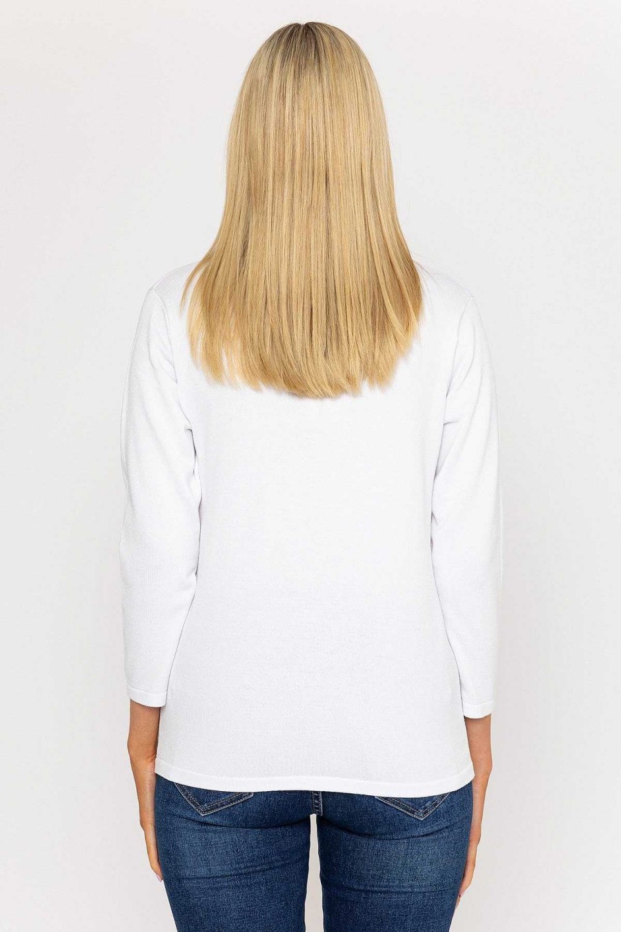 Jumpers & Cardigans | Voulez Vous Plain Knit Sweater With Diamonte Detail In White